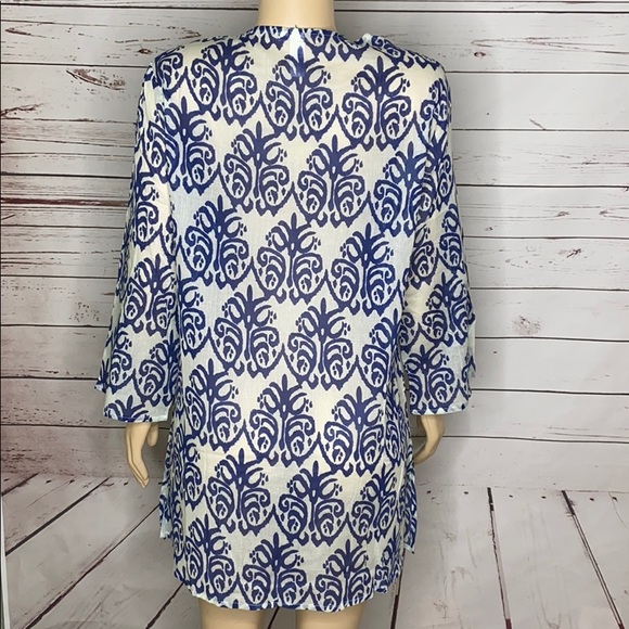Flora blue print coverup or tunic M - Picture 4 of 4